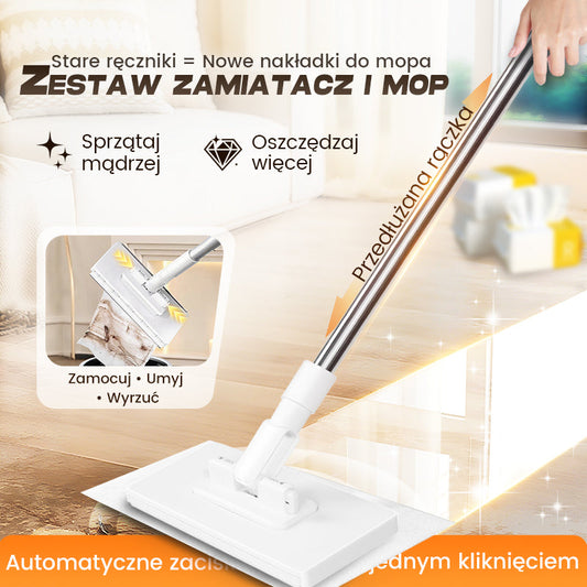 🔥Jednorazowy mop do kurzu z 4 ściereczkami wielokrotnego użytku🧹