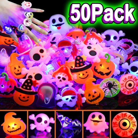 ⚡🔥Świecący pierścień LED na Halloween😍 – zestaw 50 sztuk