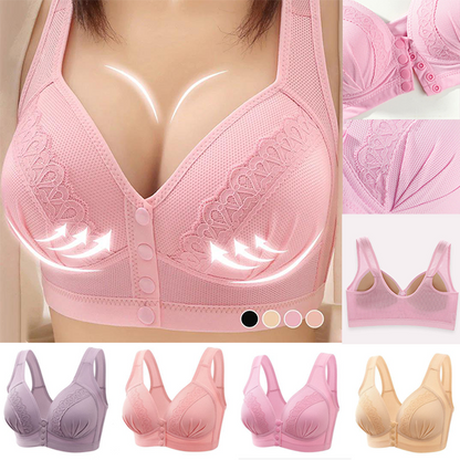 2025 Zapinany z przodu, oddychający, przyjazny dla skóry biustonosz z bawełny 【1+1 Bezpłatnie】