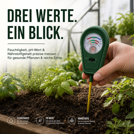 🌱 🔥 3-w-1 analizator gleby z wskaźnikiem wskazówkowym – mierzy pH, wilgotność i światło. Idealny do ogrodu, trawnika i roślin doniczkowych – prosty montaż przez wbicie, bez baterii. 🌿