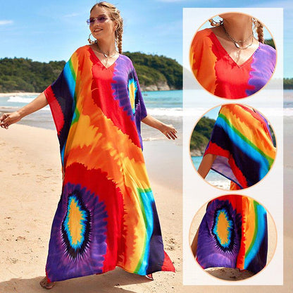 🌼Długa sukienka plażowa z nadrukiem