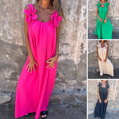 🌸 Wiosenne Okazje 💐 Elegancka Kwiatowa Sukienka Maxi z Ramiączkami