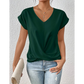 👚 Casual Krótki Rękaw Elegancki T-shirt z Dekoltem w Serek
