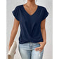👚 Casual Krótki Rękaw Elegancki T-shirt z Dekoltem w Serek