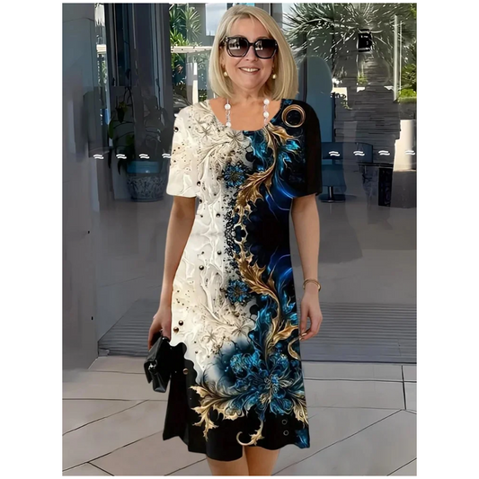 👗Trójwymiarowy kwiatowy wzór z luźnej letniej sukienki dla kobiet✨