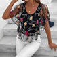 🌟 Damska Bluzka z Mesh Patchwork w Druk 👚