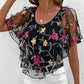 🌟 Damska Bluzka z Mesh Patchwork w Druk 👚