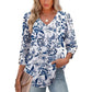 👚Elegancka koszula z długim rękawem w jednolitym kolorze z nadrukiem