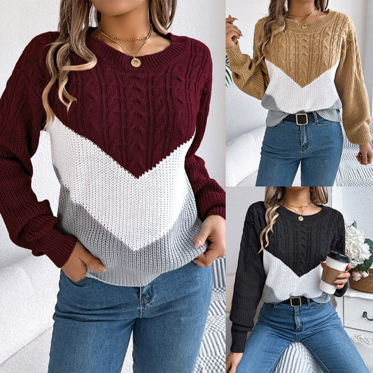 👚Damski sweter z kolorowymi wstawkami