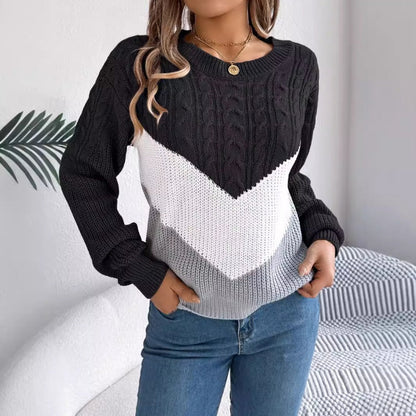 👚Damski sweter z kolorowymi wstawkami