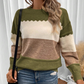 👚Damska bluza z długim rękawem w kolorze blokowym