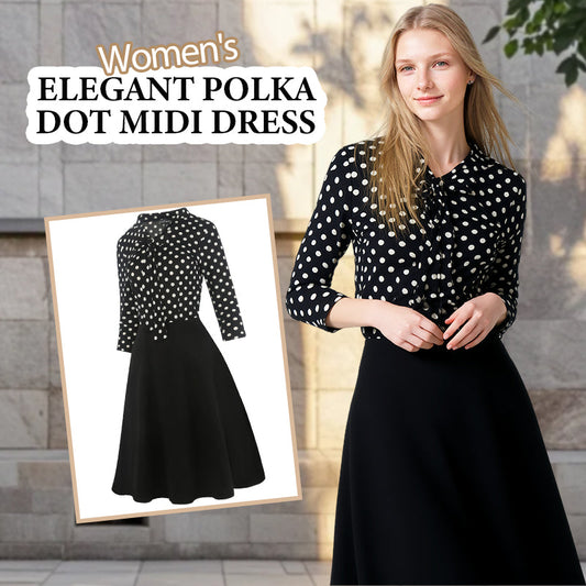 👚Elegancka sukienka midi w kropki dla kobiet