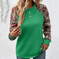 👚Damska bluza z rękawami w kratę i okrągłym dekoltem