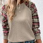 👚Damska bluza z rękawami w kratę i okrągłym dekoltem