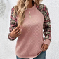 👚Damska bluza z rękawami w kratę i okrągłym dekoltem