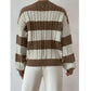 👚Damowy sweter w paski z dekoltem w serek