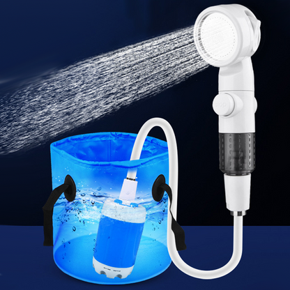 🚿Bezprzewodowa, ładowalna prysznic kempingowy z pompą