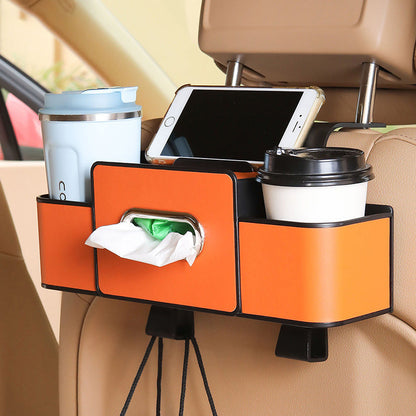 Multi-Functional Car Seat Back Storage Box with Hooks