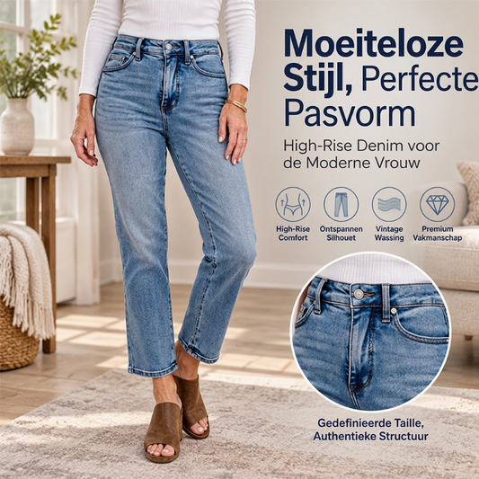 🔥Gratis verzending✈️Dames jeans met hoge taille, cropped en rechte pijpen