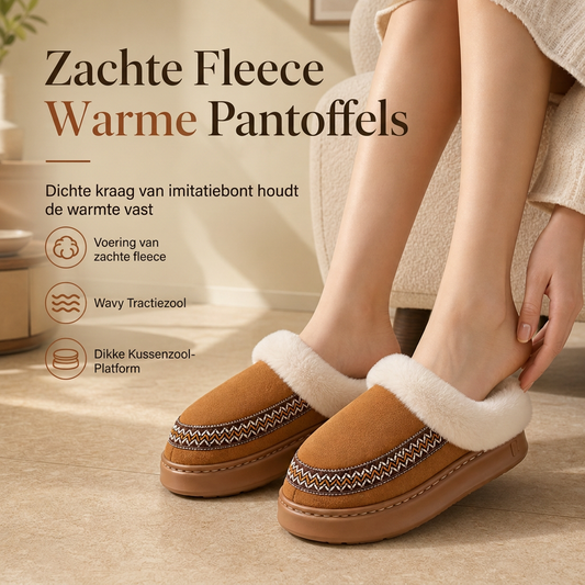 Dames warme dikke sloffen antislip huis schoenen met kant afwerking