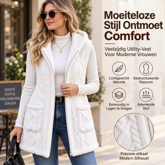 Dames gezellige dubbelzijdige fuzzy hooded vest