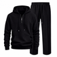 🔥Gratis verzending✈️Casual tweedelige trainingsset voor heren van wafelstructuur: hoodie met halve rits en broek met rechte pijpen