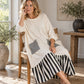 Dames Gestreepte Patchwork Lange Mouw Maxi Jurk