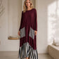 Dames Gestreepte Patchwork Lange Mouw Maxi Jurk