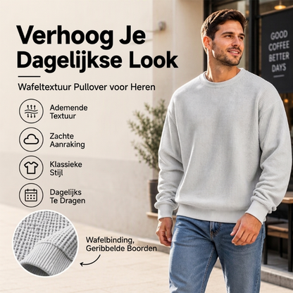 Heren Wafel Gebreide Ronde Hals Trui