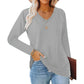 Casual dames-T-shirt met V-hals en lange mouwen
