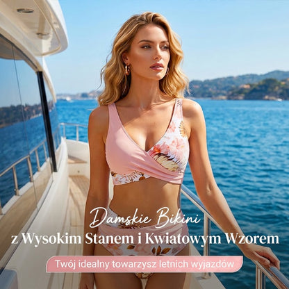 Damskie bikini z wysokim stanem i nadrukiem